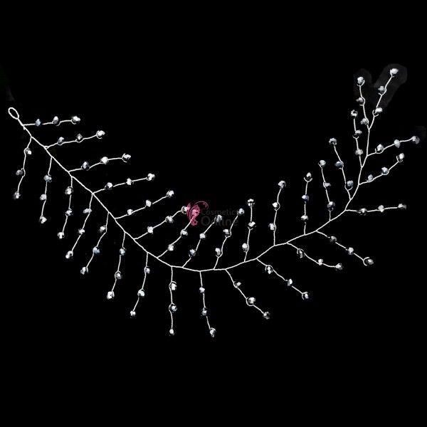 Accesoriu modern pentru decor par WED64 Argintiu cu cristale de 35cm - Hematite